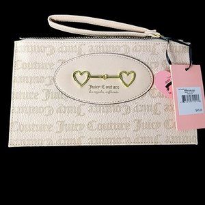 Juicy Couture Womens Beige/Gold Leather Organizer Bag Clutch